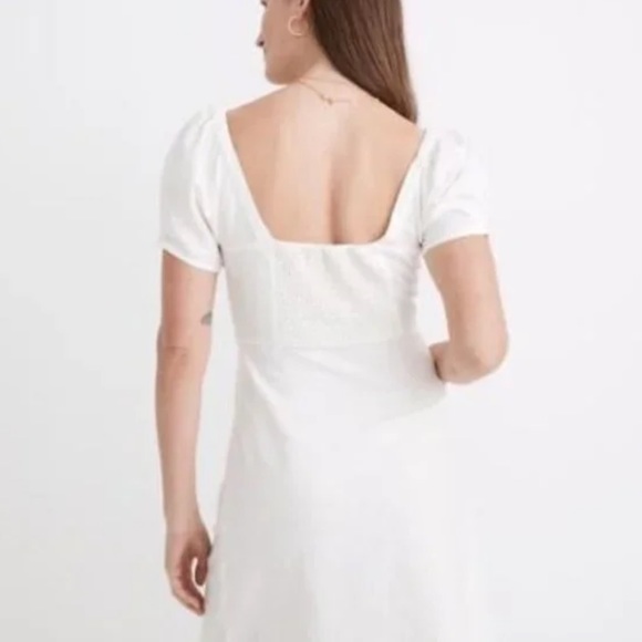 NWOT Madewell Dress Sz 2 Linen Cotton Puff Sleeve Mini Button Down Dress White - Picture 2 of 5